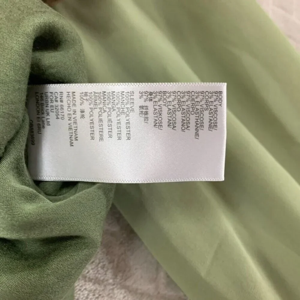 Urban Outfitters Womans Medium Crop Top Green Long Sheer Sleeve Smocked Back - Picture 12 of 16